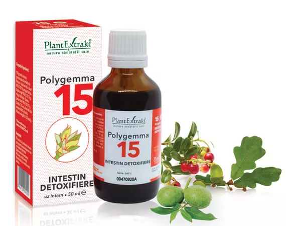 Polygemma 15, Intestin detoxifiere, 50ml, PlantExtrakt