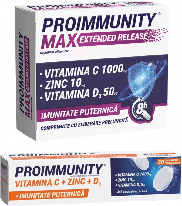 Proimmunity max extended release 30 comprimate + proimmunity 20 comprimate effervescente Pachet Promotional