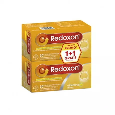 Redoxon Vitamina C 1000mg lămâie, Pachet promotional 30+30 comprimate efervescente