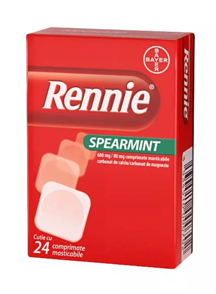 Rennie spearmint, 24 comprimate masticabile