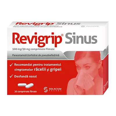 Revigrip sinus, 500mg/30mg, 20 comprimate filmate, Solacium