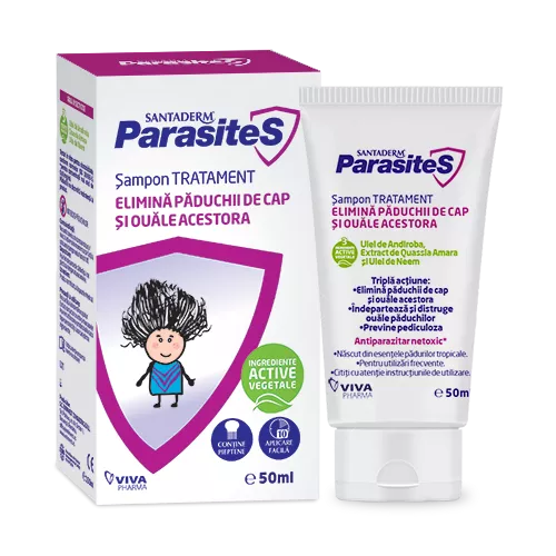 Santaderm Parasites șampon tratament păduchi, 50 ml, Viva Pharma