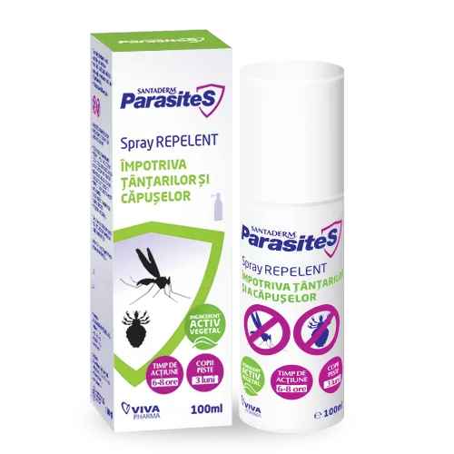 Santaderm Parasites spray repelent împotriva țânțarilor și căpușelor, 100 ml, Viva Pharma