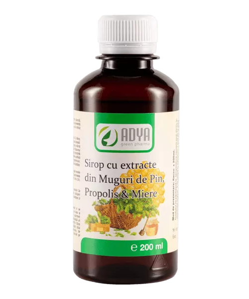 Sirop cu extracte din muguri de pin, propolis și miere, 200 ml, Adya Green Pharma 