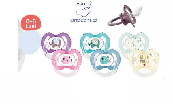 Suzete silicon ortodontice, diferite culori 0-6luni, Babynova