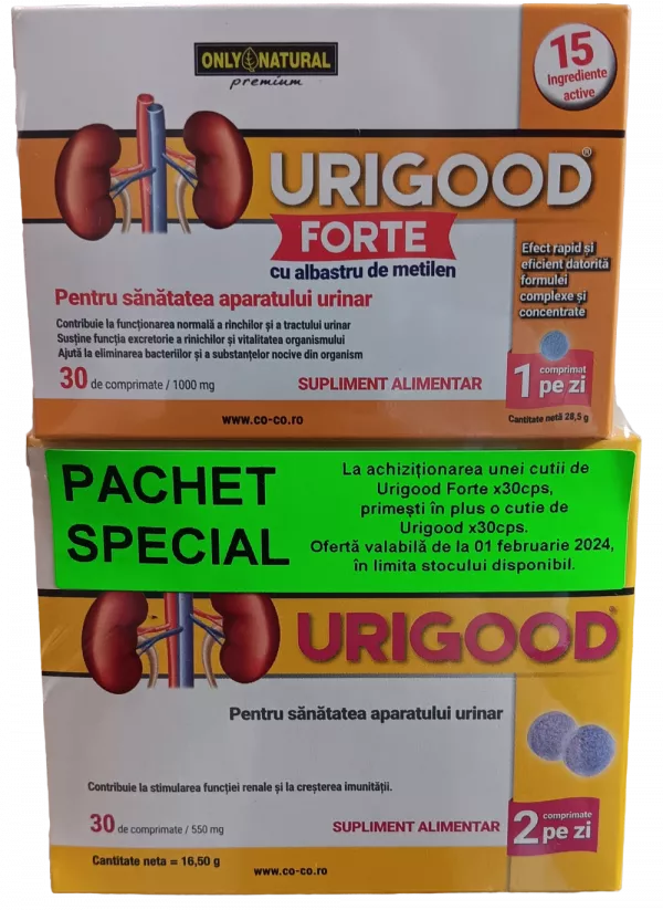 Urigood Forte 1000mg, + Urigood 550mg, pachet 1 + 1, Only Natural