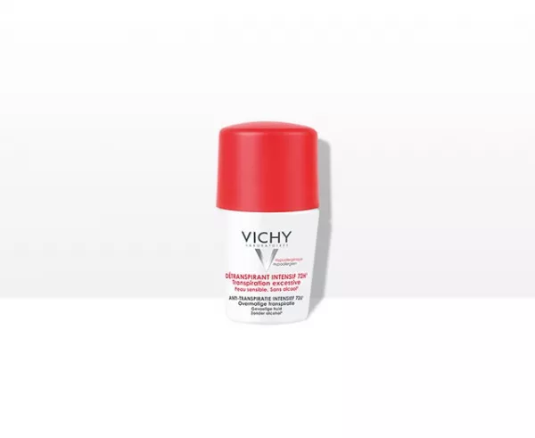 VICHY Deo Deodorant roll-on, tratament intensiv anti-transpirant stress-resist, eficacitate 72h, 50ml