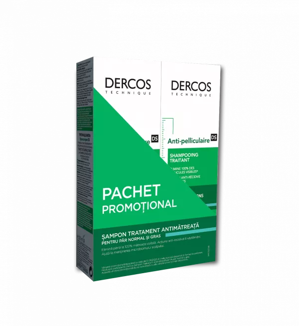 Vichy Dercos Şampon Antimătreață pentru păr normal-gras, 200ml 1+1 promo