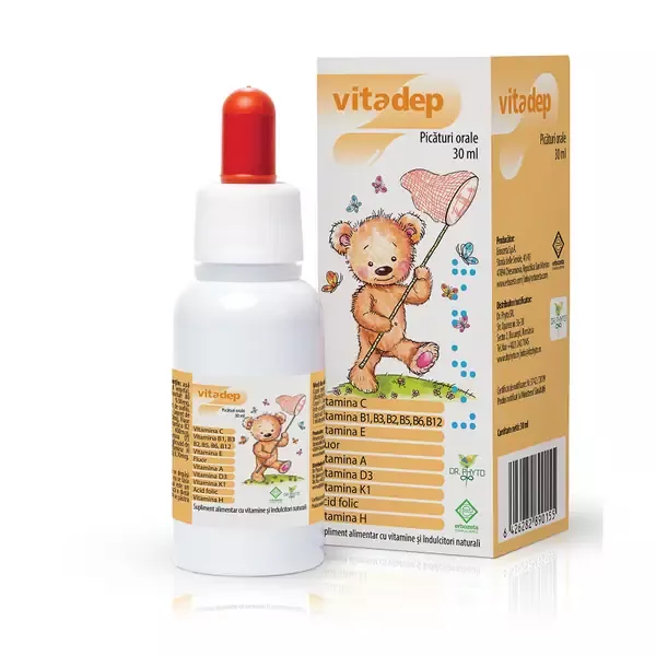 Vitadep, picături orale cu vitamine copii, 30ml, Erbozeta