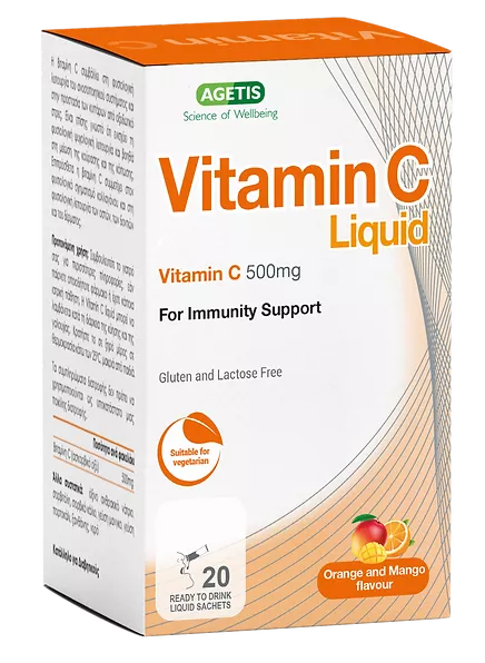 Vitamin C liquid 500mg soluție 20 plicuri, Agetis