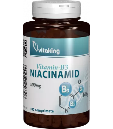 Vitamina B3 (niacinamida), 500 mg, 100 comprimate, Vitaking