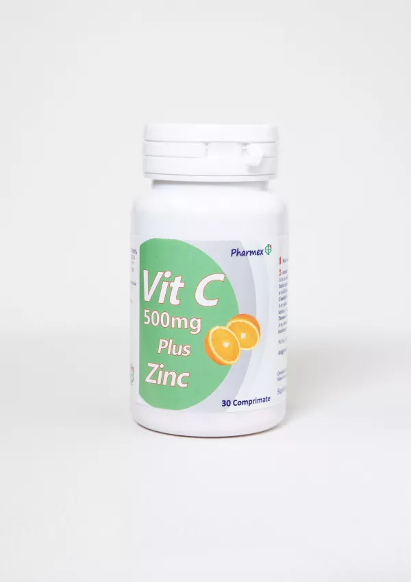 Vitamina C 500mg + Zinc, 30 comprimate, Pharmex