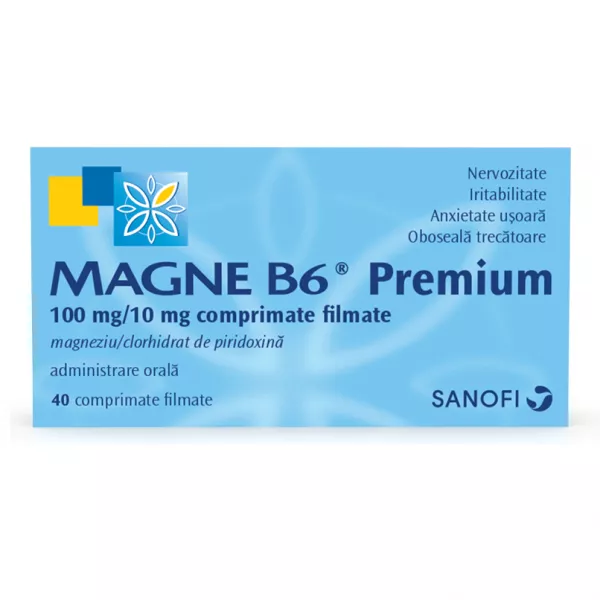 Antistres Magne B6 Premium, 100mg/10mg, 40 comprimate filmat...