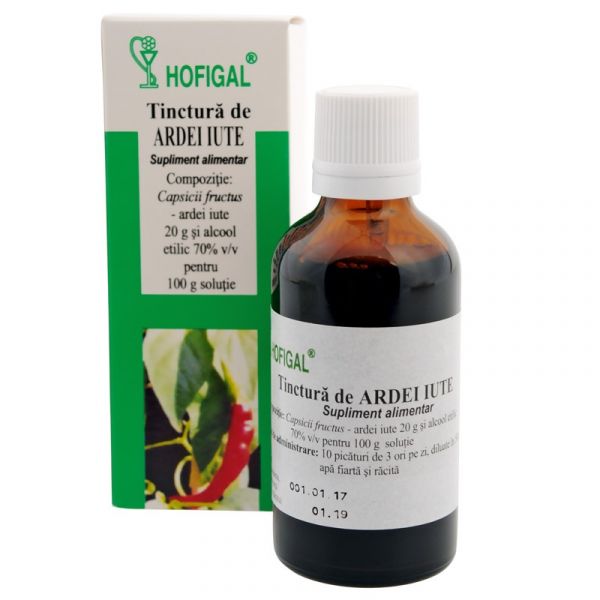 Tinctură De Ardei Iute 50 Ml Hofigal Enzime Digestive Ivo