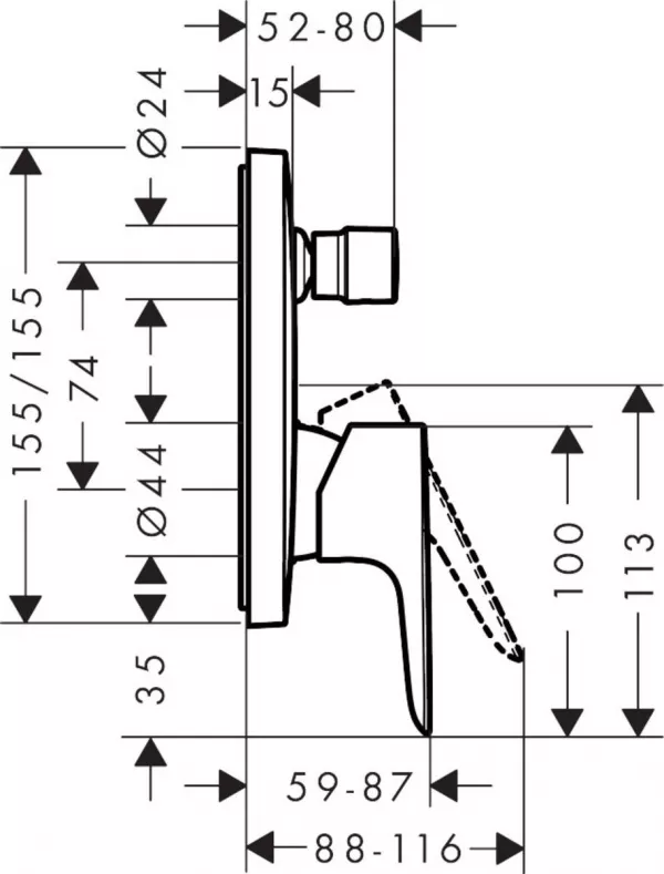 Baterii cada - Baterie cada si dus Hansgrohe Talis E, montaj incastrat, necesita corp ingropat, negru-crom periat, laguna.ro