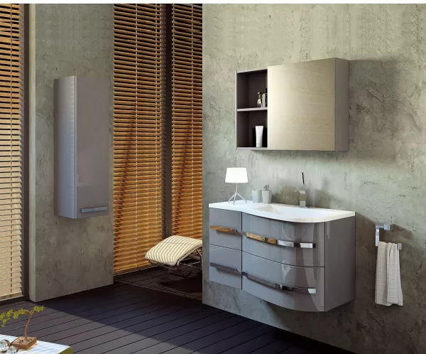 Lavoare - Lavoar asimetric Oristo Opal 91.5 x 44.5 cm, cuva dreapta, marmura compozita, montare pe mobilier, alb, laguna.ro