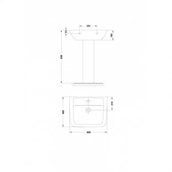Lavoare - Lavoar Gala Smart Square 60x48 cm, sistem de fixare inclus, laguna.ro