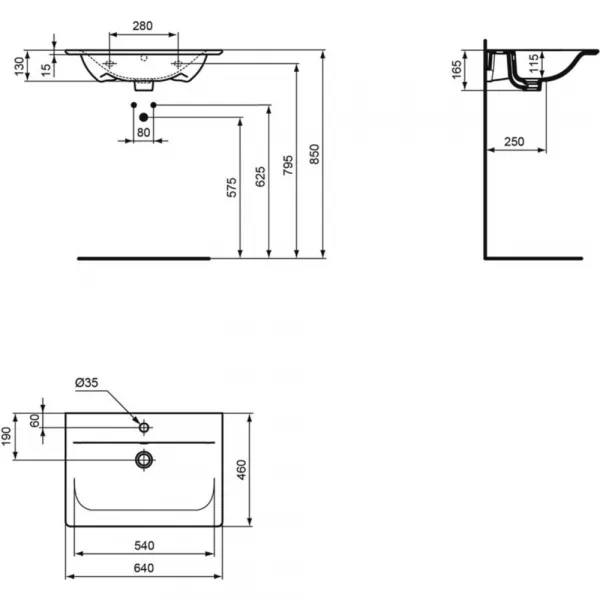 Lavoare - Lavoar Ideal Standard Connect Air 64x46 cm, montare pe mobilier, alb, laguna.ro
