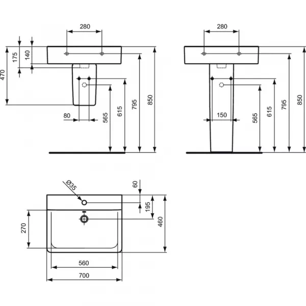 Lavoare - Lavoar Ideal Standard Connect Cube 70 x 46 cm, alb, laguna.ro