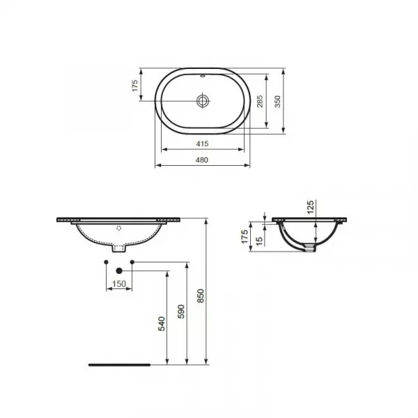 Lavoare - Lavoar Ideal Standard Connect Oval 48x35 cm, montare sub blat, laguna.ro