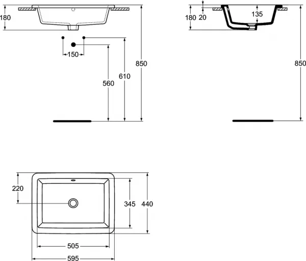 Lavoare - Lavoar Ideal Standard Strada 60x44 cm, montaj incastrat, alb, laguna.ro