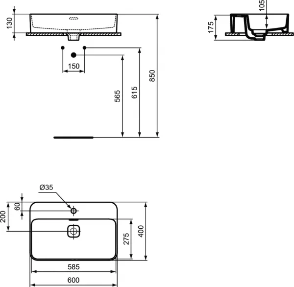Lavoare - Lavoar Ideal Standard Strada II 60x40 cm, montare pe mobilier, alb, laguna.ro