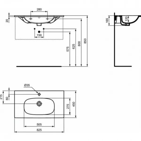 Lavoare - Lavoar Ideal Standard Tesi 82x45 cm, montare pe mobilier, alb mat, laguna.ro