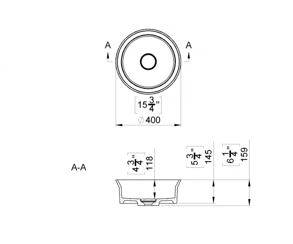 Lavoare - Lavoar rotund Cast Marble Dresda diametrul 40 cm, H 16 cm, montare pe blat, fara preaplin, alb, laguna.ro
