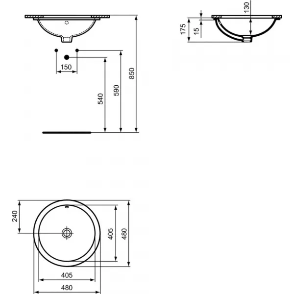 Lavoare - Lavoar rotund Ideal Standard Connect Sphere 48 cm, montare sub blat, laguna.ro