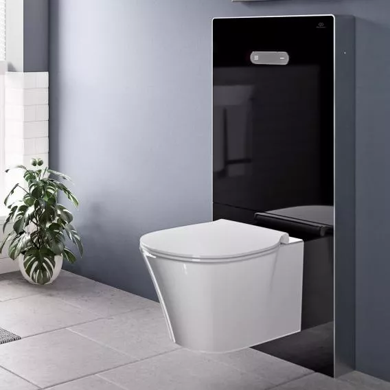 Rezervoare aparente - Modul Ideal Standard Neox pentru vas wc suspendat, sticla neagra, actionare pneumatica, laguna.ro