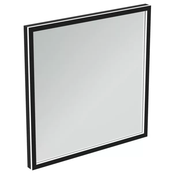 Oglinzi baie, oglinzi cosmetice si corpuri de iluminat - Oglinda cu iluminare Led Ideal Standard Conca Square 80 cm, rama neagra, laguna.ro