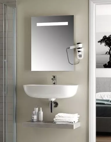Oglinzi baie, oglinzi cosmetice si corpuri de iluminat - Oglinda cu iluminare superioara si dezaburire Led Ideal Standard Mirror&Light 50x70 cm, reversibila, laguna.ro
