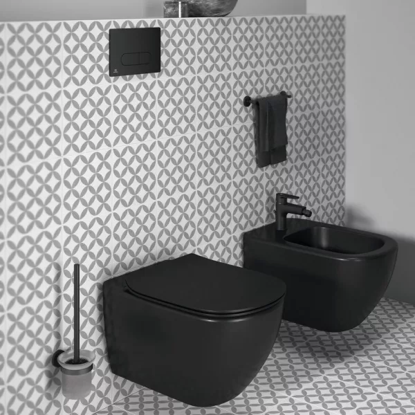 Perii WC - Perie wc cu suport Ideal Standard Iom, suport negru mat, sticla mata, laguna.ro