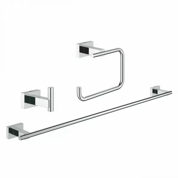 Set accesorii dus Grohe Essentials Cube 3 piese, crom