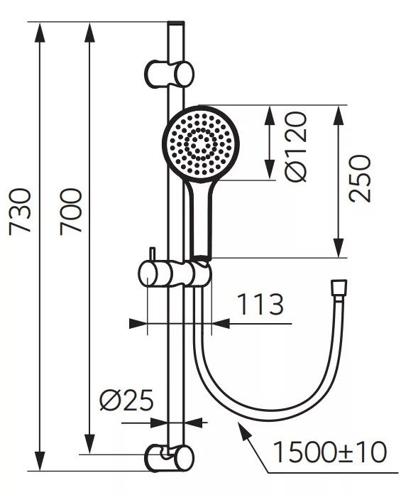 Seturi de dus - Set de dus FDesign Inula cu bara 70 cm, para mobila 12 cm cu 1 functie si furtun 1.5 m, auriu lucios, laguna.ro