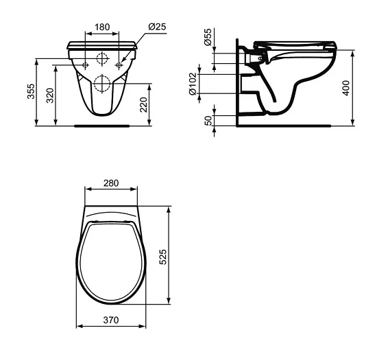 Seturi vase wc - Set rezervor ingropat si vas wc suspendat Ideal Standard Eurovit cu capac inchidere lenta si clapeta crom, laguna.ro