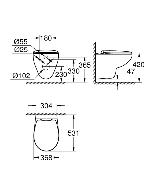 Seturi vase wc - Set vas wc suspendat Grohe Bau Ceramic Rimless 53x37 cm cu capac inchidere lenta, laguna.ro
