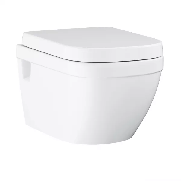 Set vas wc suspendat Grohe Euro Ceramic Rimless 54 x 37 cm si capac cu inchidere lenta, alb