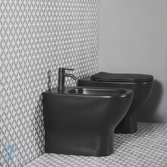 Vase wc - Vas wc pe pardoseala Ideal Standard Tesi BTW Aquablade 55 x 36 cm, pentru rezervor incastrat, negru mat, laguna.ro