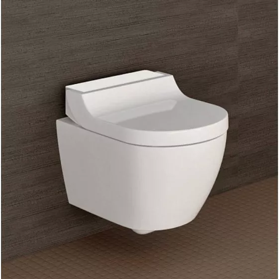 Seturi vase wc - Set vas wc suspendat Geberit AquaClean Tuma Classic cu functie de bideu electric si capac inchidere lenta, alb, laguna.ro