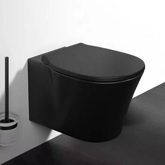 Vase wc - Vas wc suspendat Ideal Standard Connect Air Rimless+ 54x36 cm, fixare ascunsa, negru mat, laguna.ro