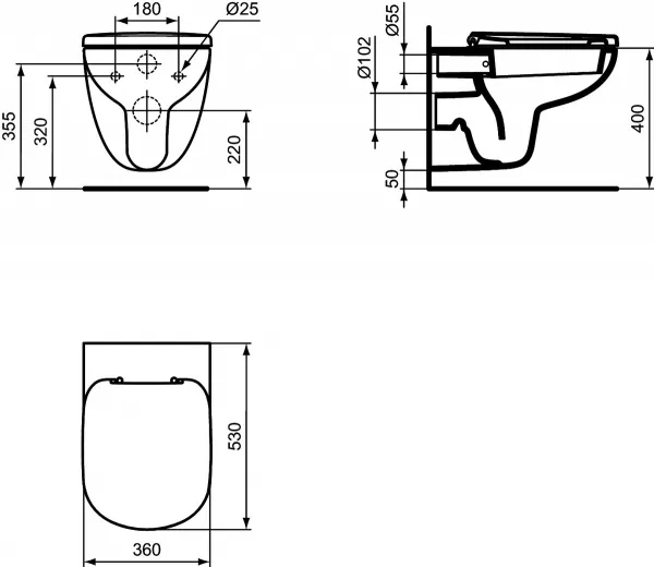 Vase wc - Vas wc suspendat Ideal Standard Tempo 53x36 cm, alb, laguna.ro