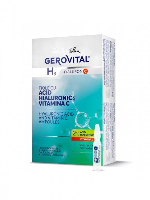 GEROVITAL H3 HYALURONC FIOLE CU ACID HIALURONIC 2%  SI VITAMINA C X 10 FIOLEX 2 ML
