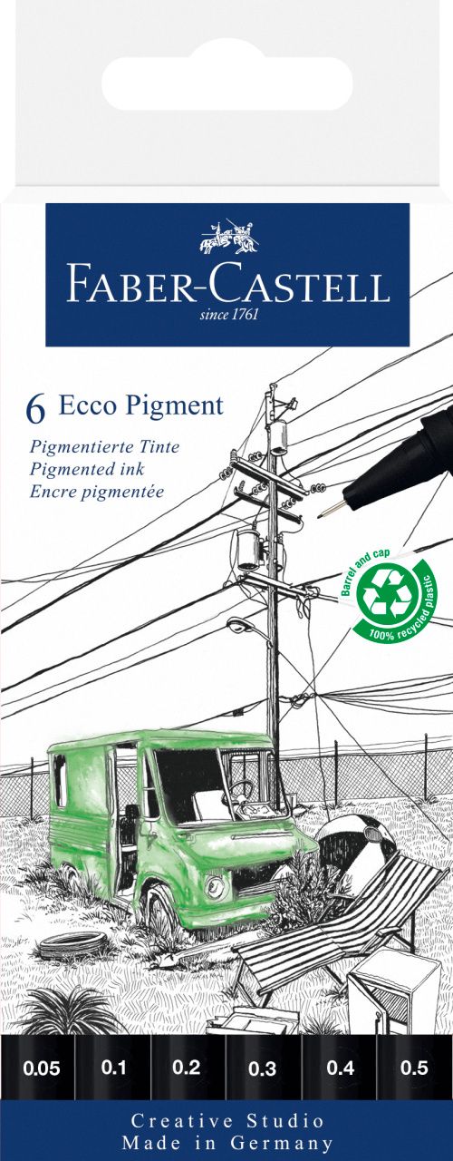 LINER ECO PIGMENT SET 6 BUC BLACK EDITION FABER-CASTELL