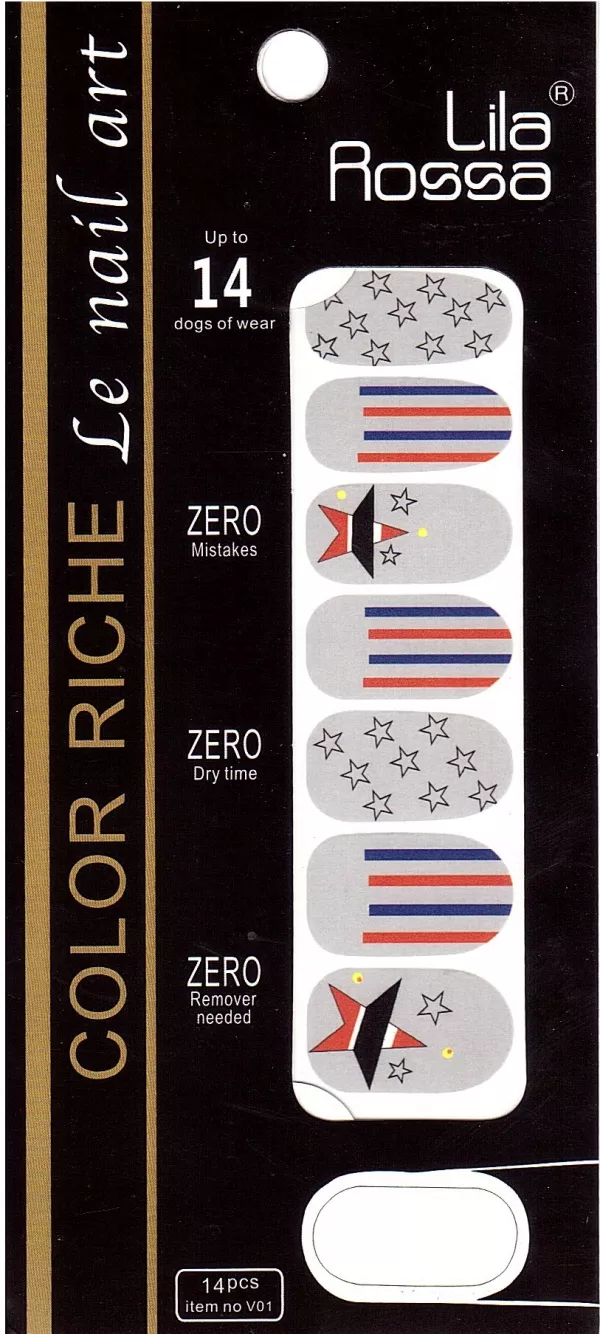 Sticker pentru unghii nail art, Lila Rossa, 14 in 1, nr 10
