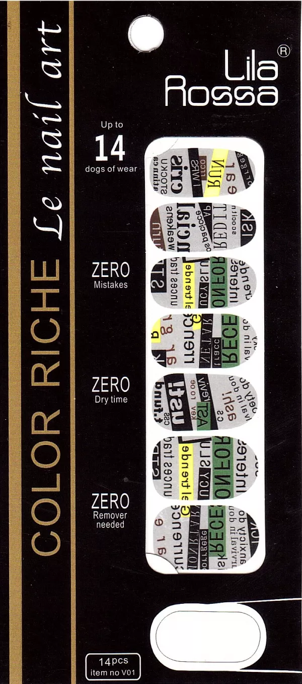 Sticker pentru unghii nail art, Lila Rossa, 14 in 1, nr 13
