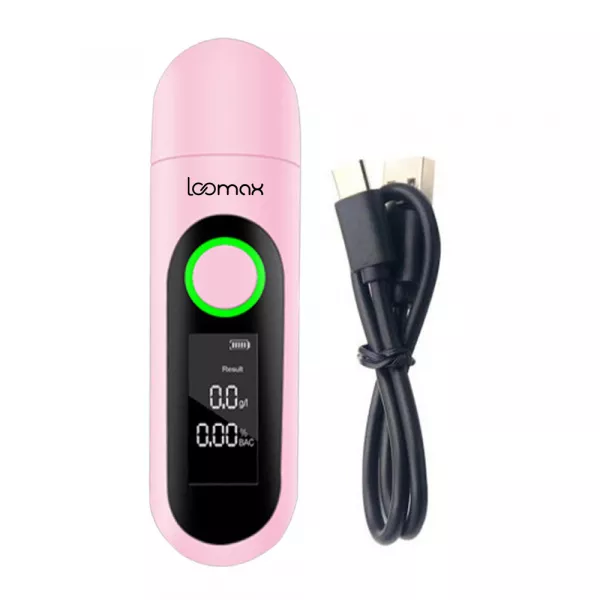 Alcool tester, etilotest, Loomax, afisaj digital, roz