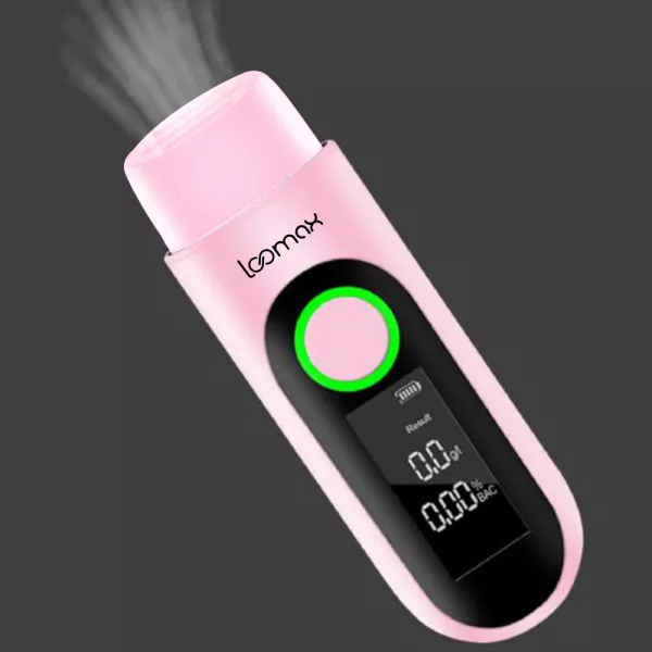 Alcool tester, etilotest, Loomax, afisaj digital, roz