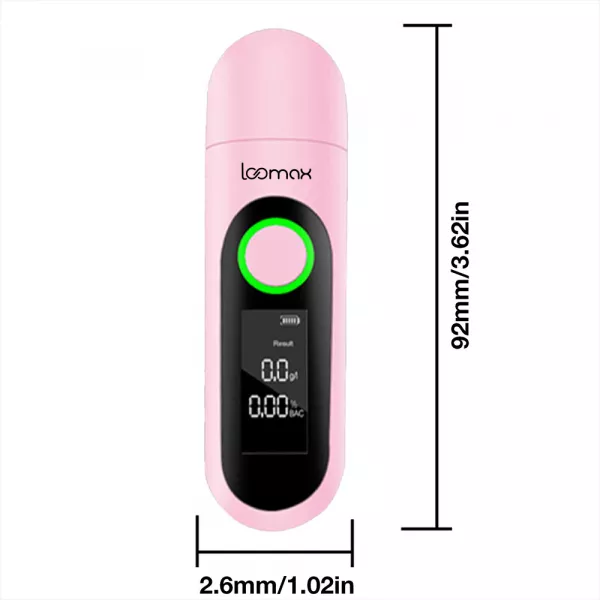 Alcool tester, etilotest, Loomax, afisaj digital, roz