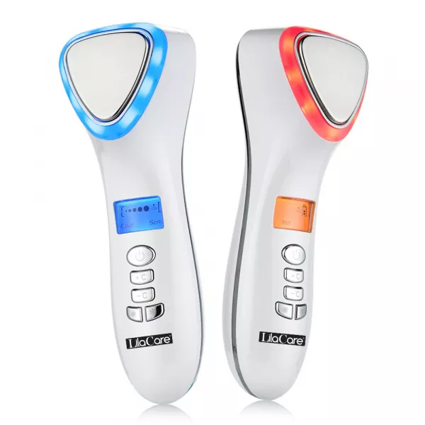 Aparat masaj facial Lila Care, pentru indepartarea liniilor fine, vibratii cu ultrasunete, masaj rece/cald, foton, functie de intinerire, alb